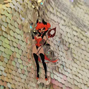 Alastor Hazbin Inspired 2" Double Sided Acrylic Pinup Keychain