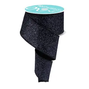 2.5" x 10yd Black Laser Glitter Ribbon