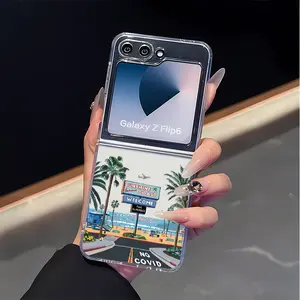 California Beach Mobile phone case suitable for Samsung ZFlip 4/5/6/7, shock-proof soft shell, with fashionable aesthetic design
