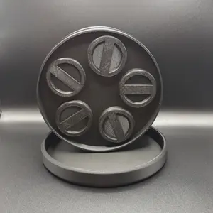 3D Printed by Me Round Plastic Modern Coin Storage Tray - Airtight Covered Stackable Plastic Storage Organizer for Home Organization