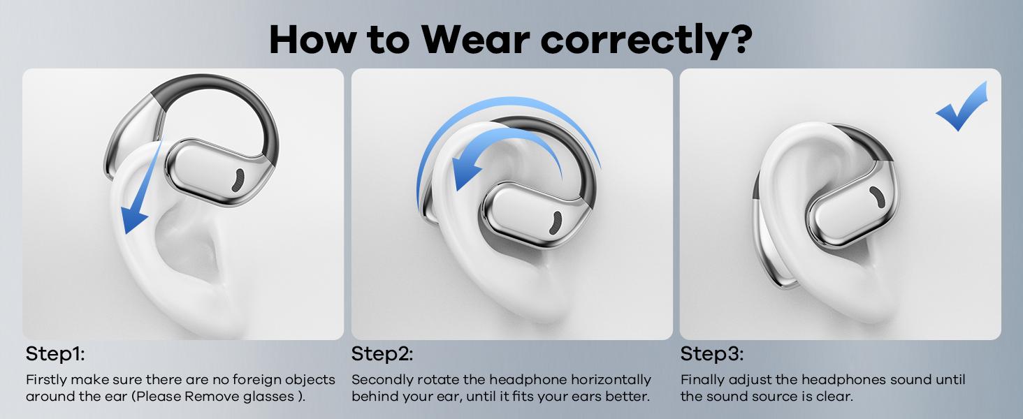 Open-Ear Bluetooth 5.4 Wireless Headphones, Electronic Audio Device with LED Display, 60H Playtime, Call Mic, IPX5 Rated Waterproof, Secure Fit Sports Over-Ear Design, Soft Silicone Earbuds, Fast Charge, #SummerVibes outdoorfun