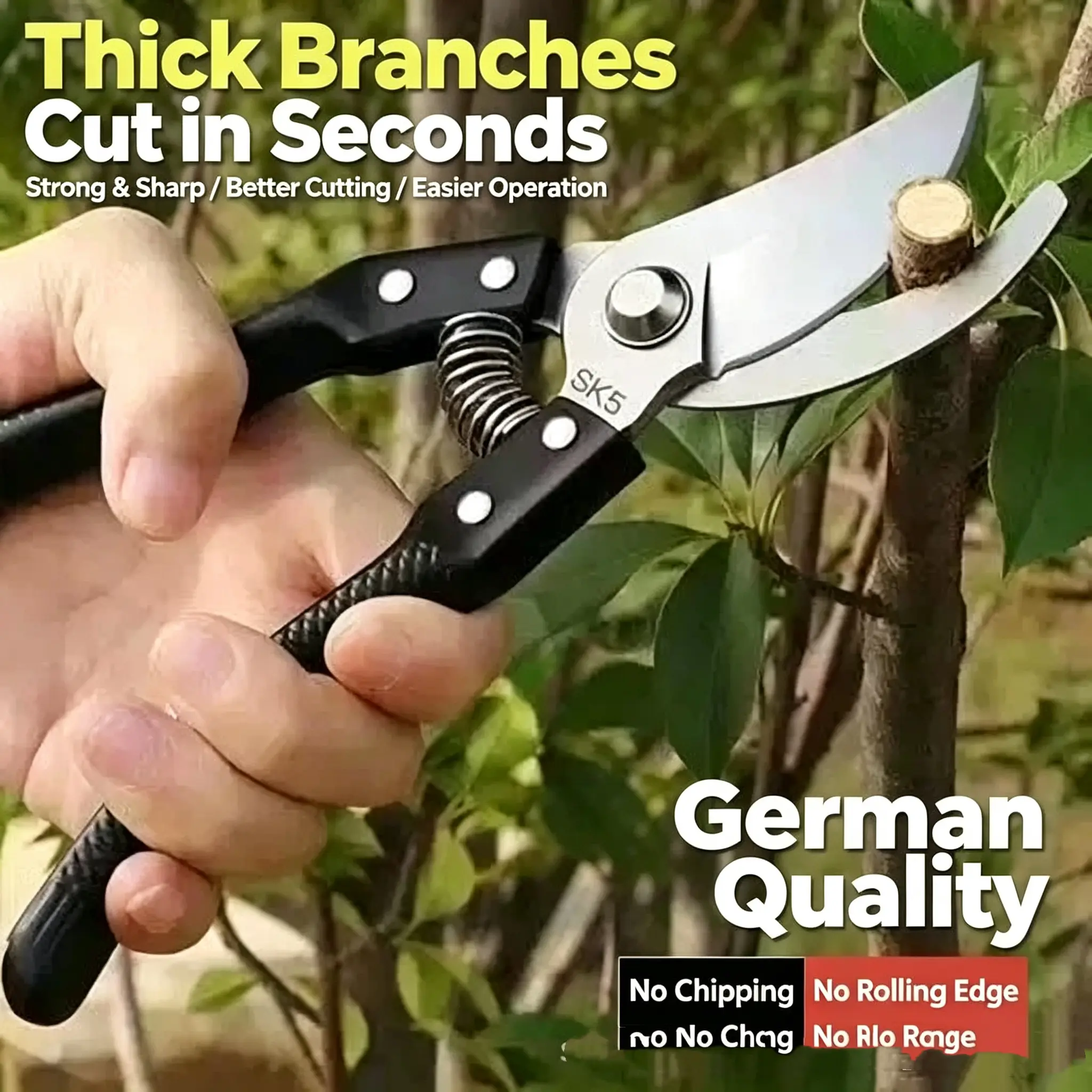 Professional grade heavy-duty pruning shears, equipped with ergonomic anti slip handles and serrated blades - Durable gardening scissors suitable for trimming trees, shrubs, flowers, hedgerows, and shrubs - ideal for home and commercial landscape beautifi