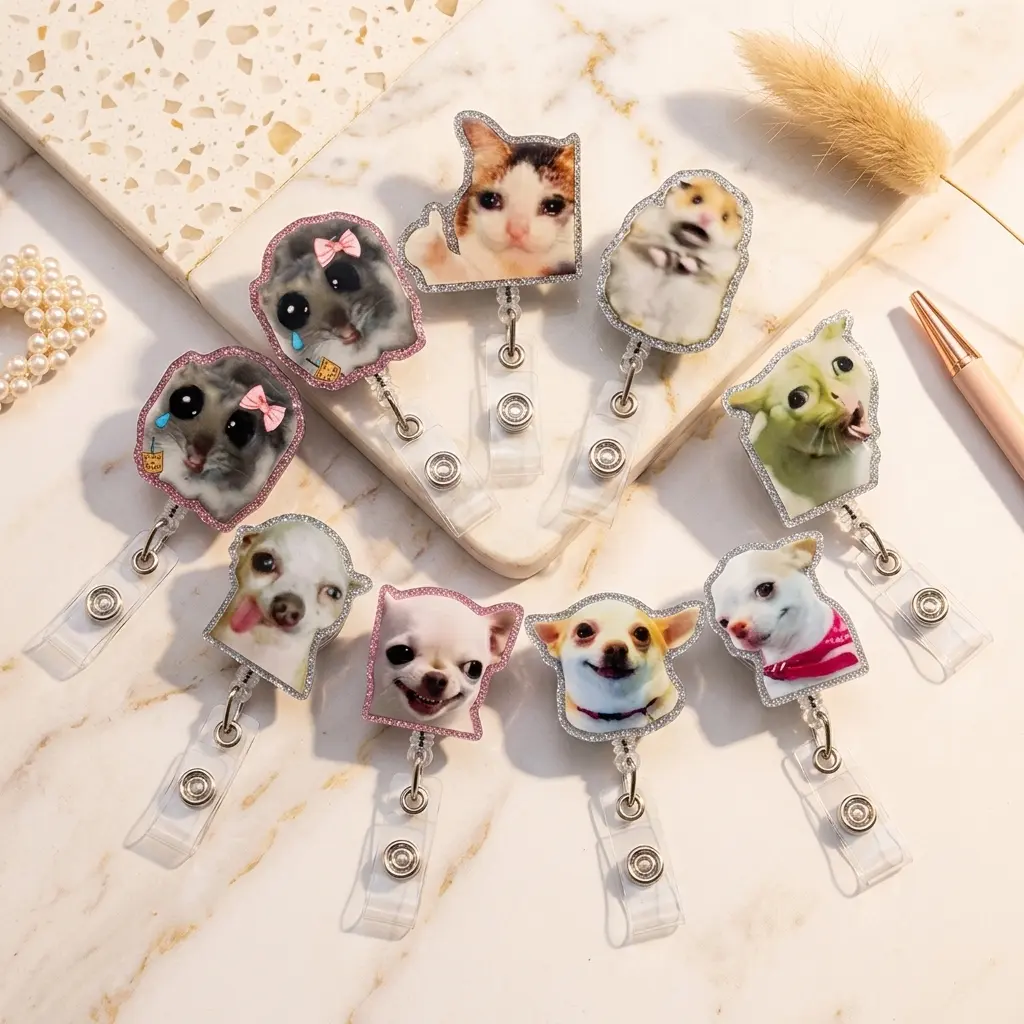 Funny Meme Nurse Badge Reel, Cute Acrylic Retractable ID Holder, Funny Medical Teacher Student School Work Name Tag Clip, Work Gift