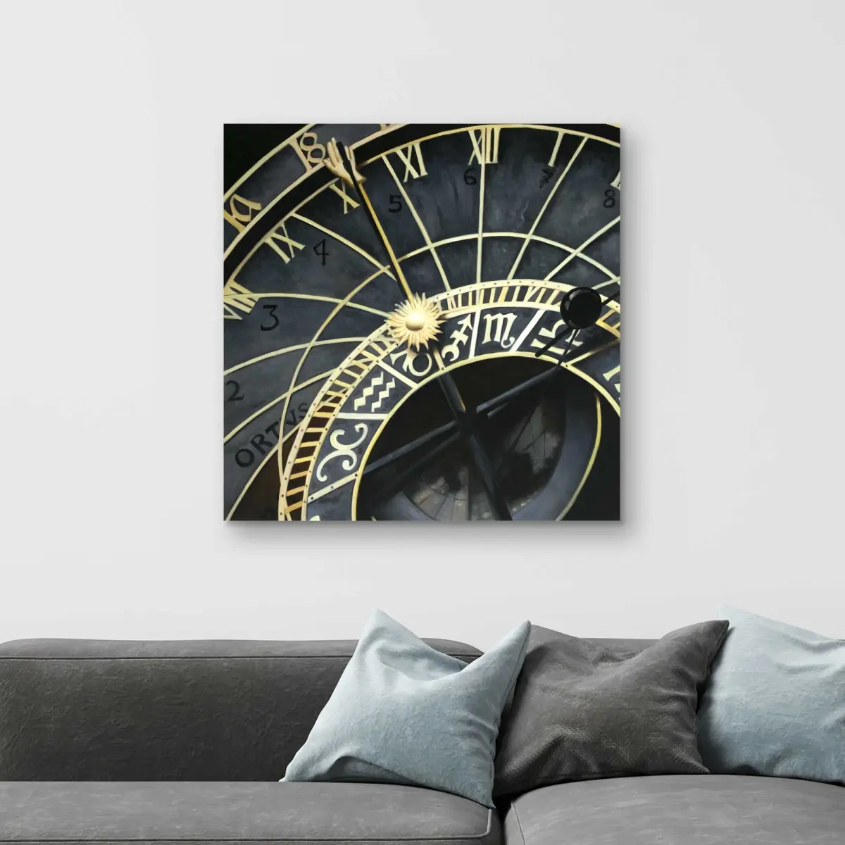 Begin Home Decor C1RC3232CRG75E 32 x 32 in. Astrologic Clock - Astronomy Canvas for Spiritual Home Decor