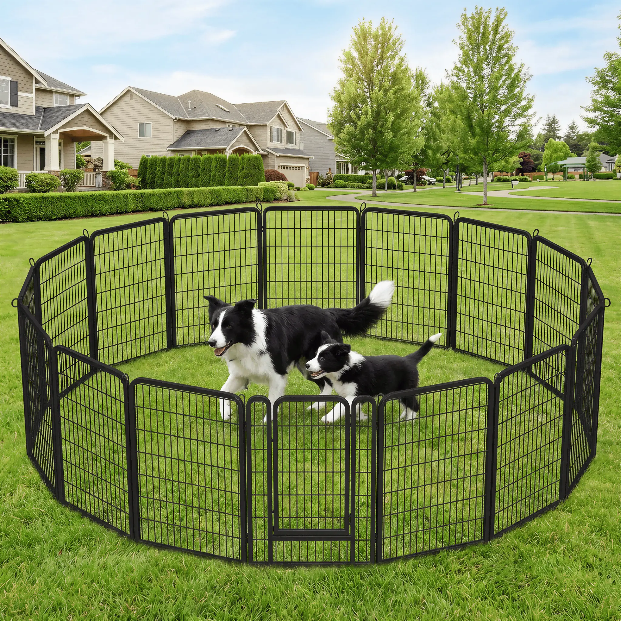 Costoffs 40"H Heavy-Duty Multiple-Panel Dog Playpen with Gate - Portable Puppy Fence, Foldable Metal Puppy Exercise Pen for Small Animals, Indoor & Outdoor Use