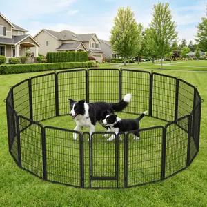 Costoffs  40"H Multiple Panels Heavy Duty Dog Playpen with Gate, Foldable Metal Exercise Barrier for Small Animals, Indoor & Outdoor Use