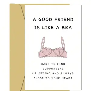 Funny Female Best Friend Birthday Card, Sister Friend Female Birthday Card, "Good Friends Are Like Bra" Best Friend Card, Friendship Card, Bridesmaid Card, Custom Message Card