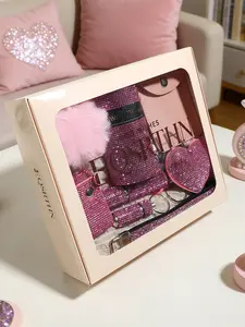 Stylish and Secure 14Pcs Crystal Rhinestone Safety Keychain for Her - Compact Protection with Alarm, Whistle, No-Touch Tool, and Heart Charm. Safe and Fashionable Travel Accessories.