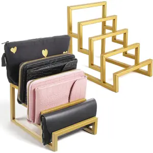 2 Pack Purse Organizer for Closet Display 4 Layer Wallet Display Rack Metal Clutch Holder Retail Store Show Wallet Rack Purse Organizer for Handbag  Boutique Store