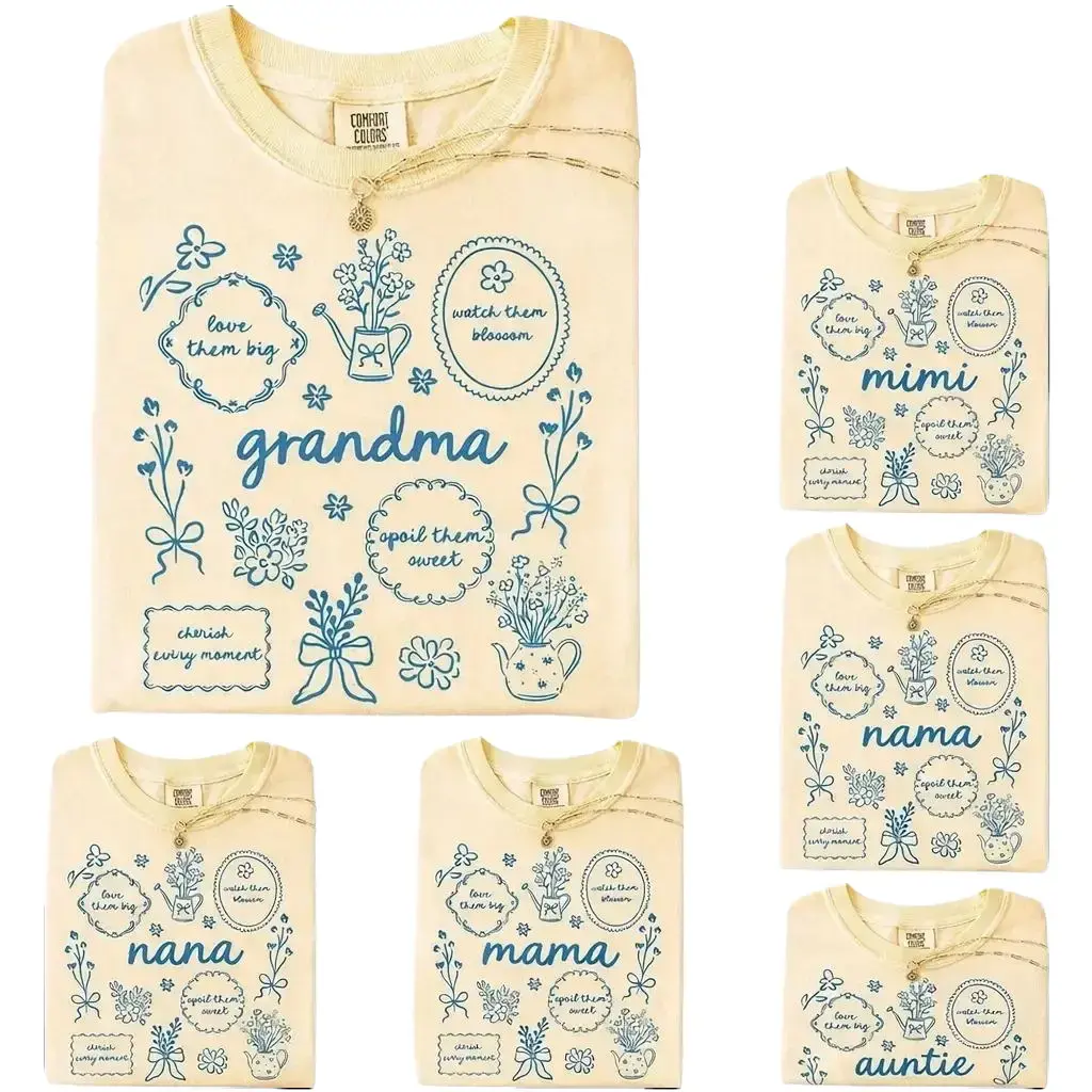 Custom Mama Shirt, Boho Floral Grandma T-Shirt, Personalized Grandparent Gift, Floral Nana Auntie Mimi Gigi Grammy Shirt-Van's Trendy