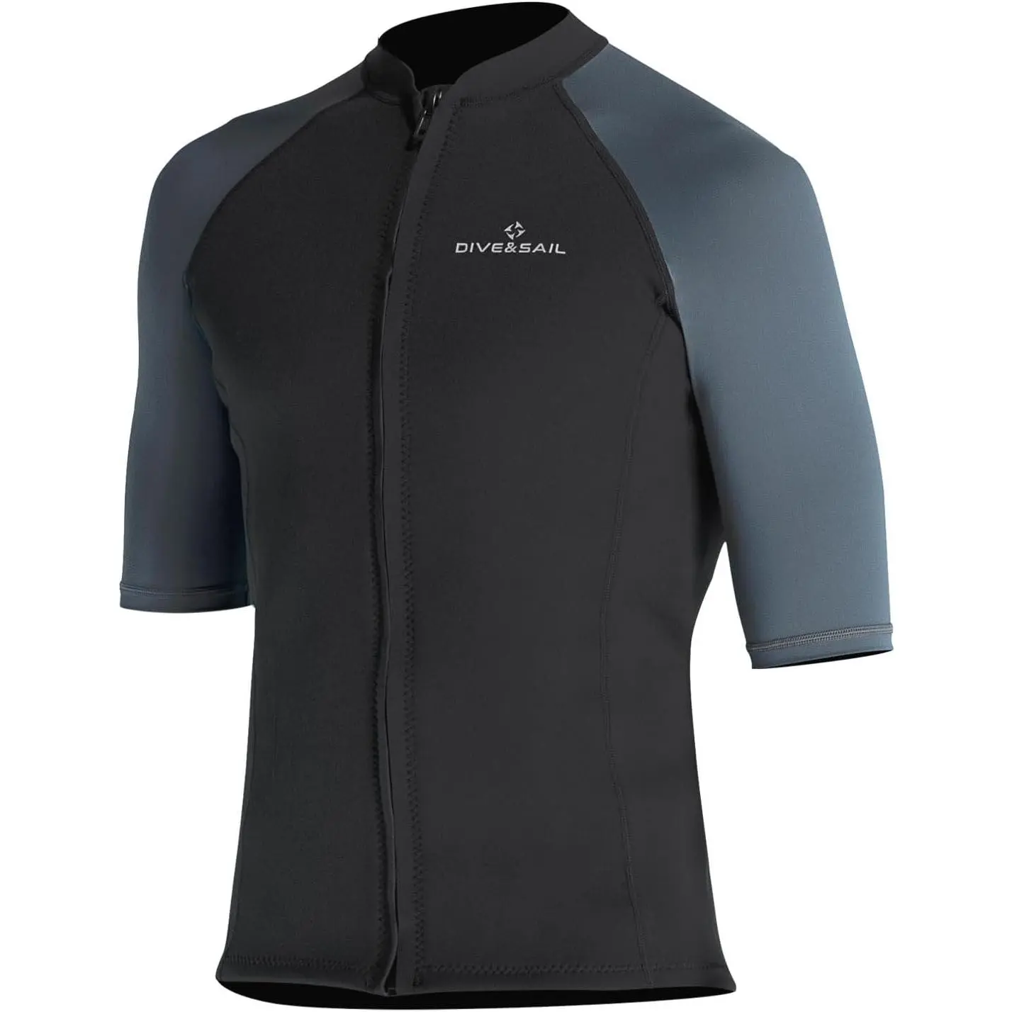 Male 1.5mm Neoprene Short-Sleeve Front-Zip Wetsuit Top, Swimwear for Swimming, Diving