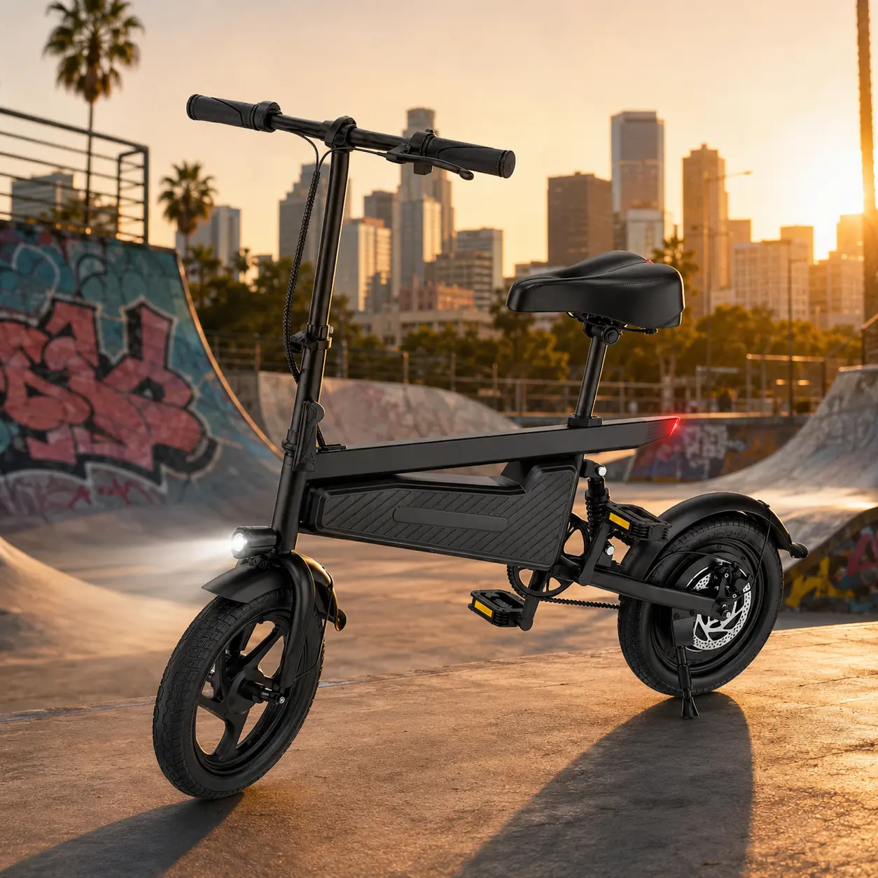 Foldable Electric Scooter with Seat for Adults – 5.2Ah / 9Ah Battery Options, LED Display, Bright Light System & Compact Commuter Design