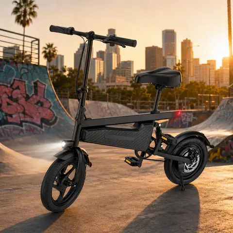 Foldable Electric Scooter with Seat for Adults - 5.2Ah/9Ah Battery Options, LED Display, Bright Light System, Compact Design for Daily Commute, E-Biking, Urban Ride (Portable Bike for Cycling Sports & Outdoor Recreation)