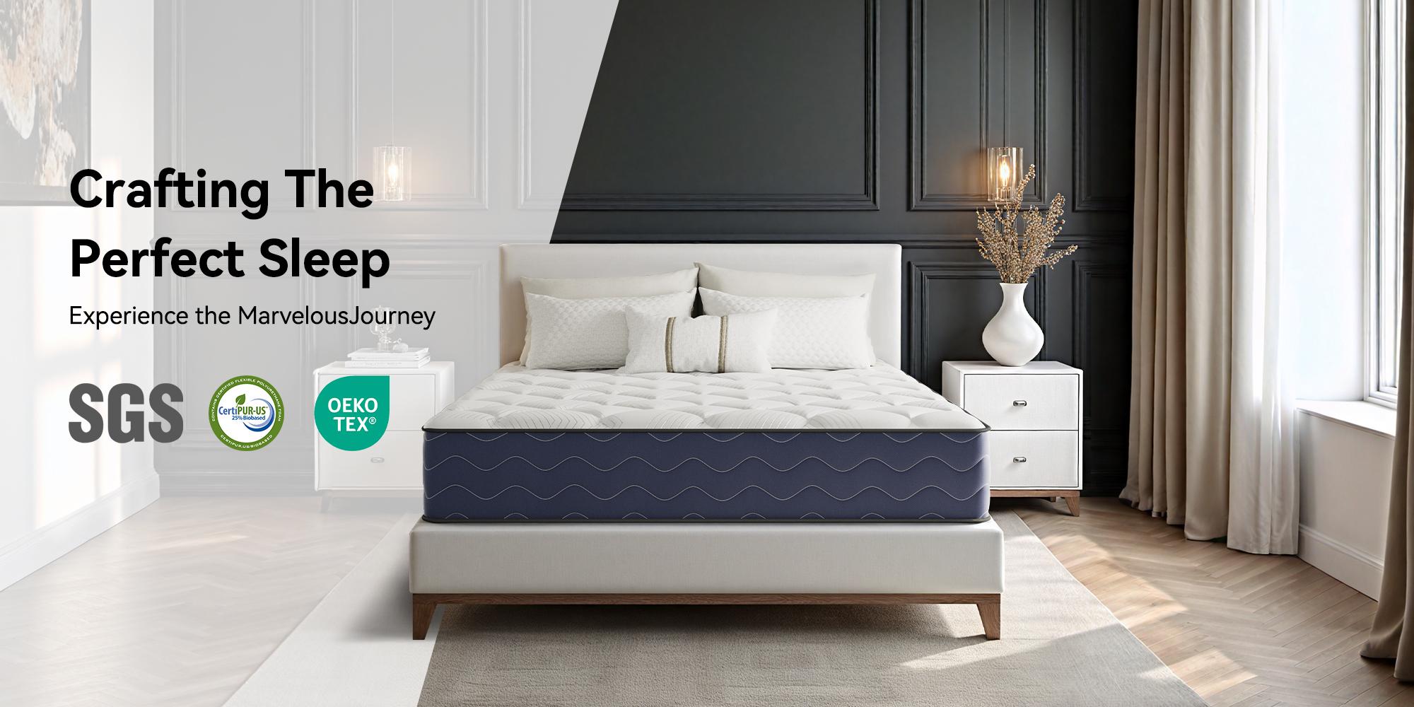 8/10/12/14" Hybrid Mattress - Medium Firm Memory Foam & Individually Pocketed Coils Ergonomic Lumbar Support for Back Pain Relief Silent Motion Isolation Bed in a Box Queen/Full/Twin Size