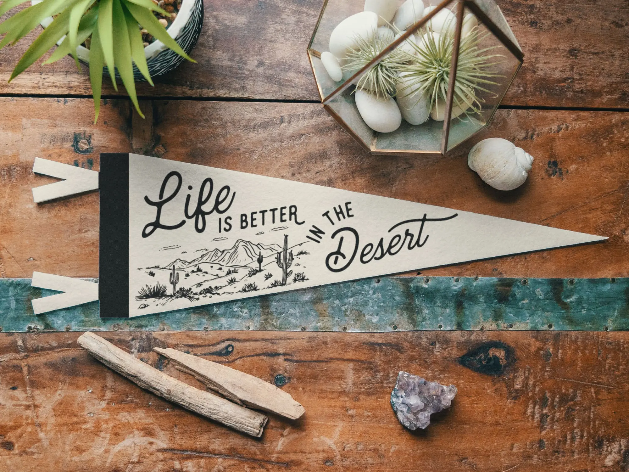 Life is Better in the Desert Felt Pennant