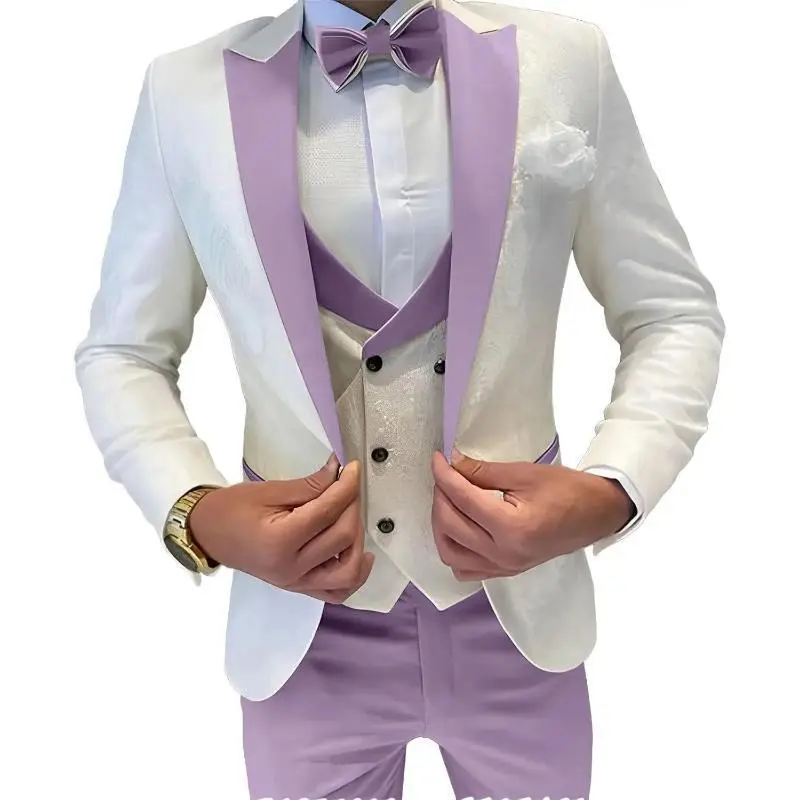 Light purple suit + vest + trousers