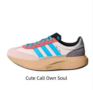 Retro platform sneakers with mixed material upper and chunky elevated sole