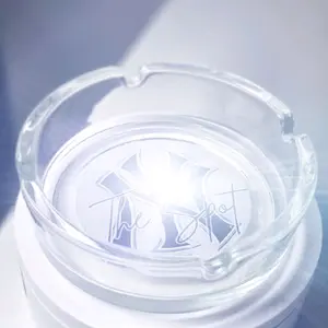 Epoxy Custom Ashtray - Clear Glass Design with Engraved Logo for Stylish Cigarette Ash Storage