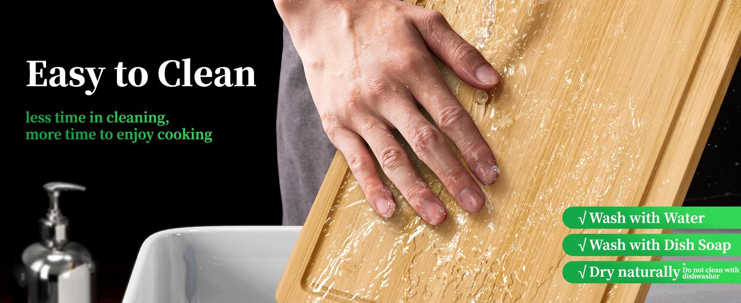 Bamboo Cutting Board - Multi-Sizes Wooden Cutting Boards for Kitchen, Convenient Kitchen Essentials with Deep Juice Grooves， Cutting Board for Chopping & Serving, Large, Natural