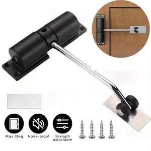 Silvery Rod Automatic Safety Spring Door Closer, Automatic Closing Adjustable Door Hinge, Slow Closing Non-Slamming Home Safety Door, Automatic Closing and Switching Hinge Door