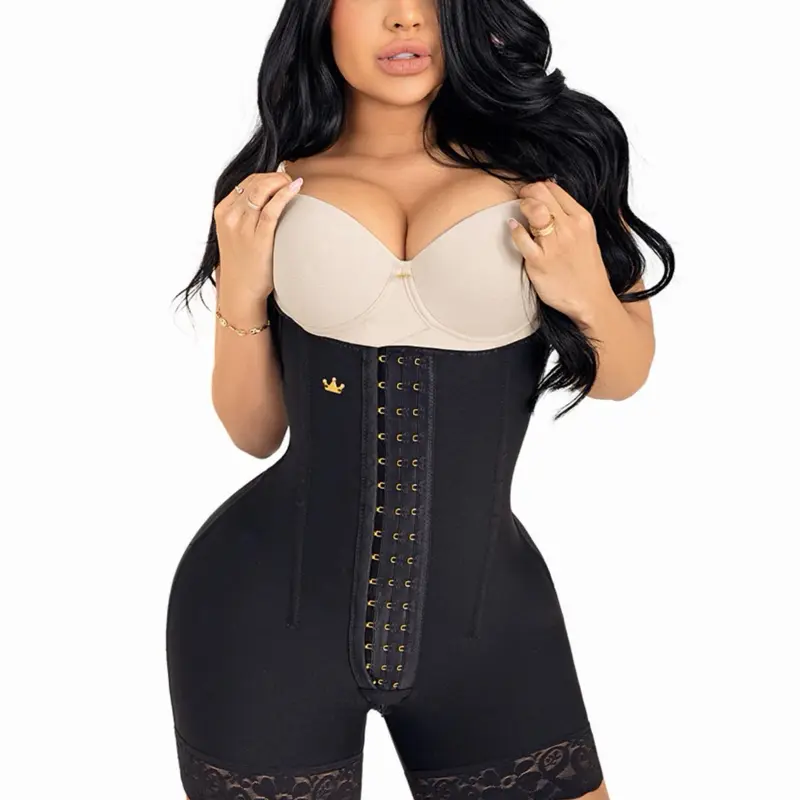 Mid-Thigh Bodysuit Shapewear with Boning - LUXI-213Comfort Shapewear with Abdominal and Butt-Lifting Design