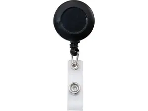 Advantus Snap Clip Retractable ID Reel - 12 / Pack - Black