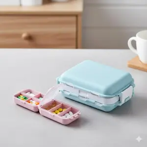 Leak-Proof travel Pill organizer, Portable Medicine Storage Box with Compartments, Mini Moisture-Resistant Pill Case for home & travel, Spill-Proof Daily Medication Container