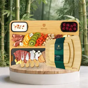 [15] Cheese Board Slate Plate & Slim Cutting Board Set of 3