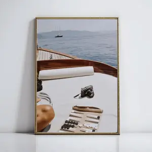 Backgammon Yacht Club Poster, Slim Aarons Boat Print Old Money Aesthetic Vogue Decor, Sailing into Summer Poster, Printable Wall Art