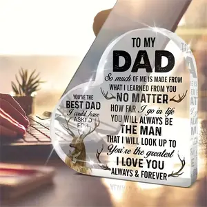 Heart-Shaped Acrylic Keepsake — A Gift for Dad from Daughter or Son — Birthday, Christmas, or Father's Day Present — Transparent Acrylic Commemorative Plaque