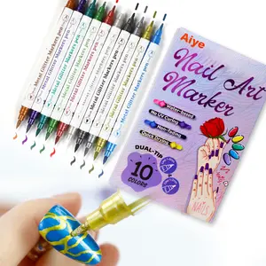 10-Color Double Ended Nail Art Markers Pens Set | Quick-Dry Acrylic  Metallic Pens for Nail Art, Doodle & Design Tools for Home, Washable, Perfect Gift for Christmas, Birthdays