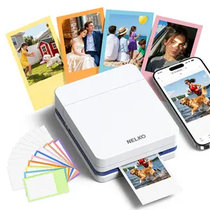 Nelko Pocket PP03 Instant Smartphone Inkjet Photo Printer With 20 Non-Sticky Photo Papers, Portable Mini Color Wireless Mobile Printer, Bluetooth Compatible with iOS & Android Devices, Ideal Valentine's Day Gift