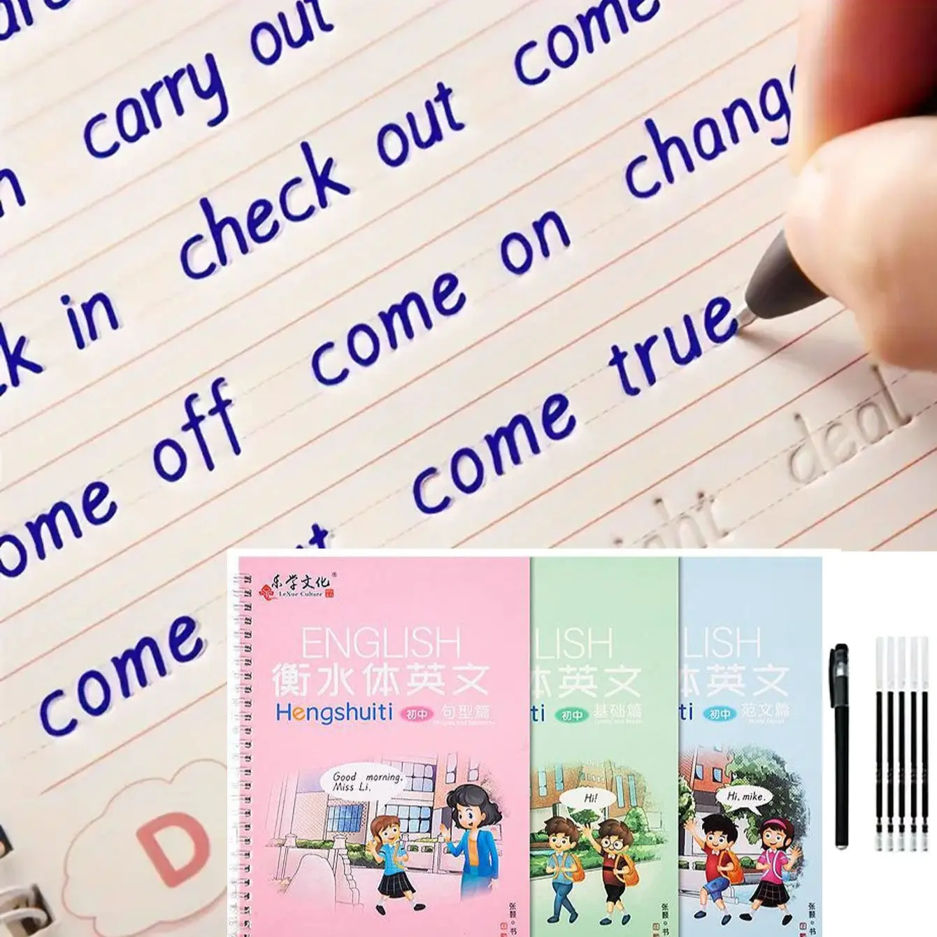 3-Pack Reusable Calligraphy Practice Books, Ideal for Children & Adults, Perfect for Learning Materials & Creative Writing Exercises, School Supplies