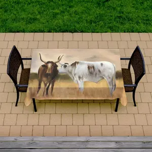 360 stand Stainproof Nguni Herd Farm Animals Rectangle Tablecloth - Large Size (58x102 in), for Garden Dining Table & Indoor Outdoor Patio Picnic Dining Table, Home Kitchen Linens Decor