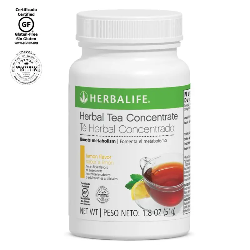 Herbalife Herbal Tea Concentrate Lemon 1.8 oz, Instant Tea Drink Mix, Green Tea Extract & Caffeine, Gluten Free, Citrus Flavor, Hot or Cold Beverage, Low Calorie, Daily Hydration, Ready-to-Mix Powder, Travel Size