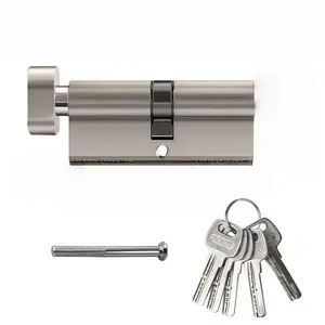 1PCS European Cylinder Lock High Security, 65mm (32.5/32.5) with 5 Keys, Solid Brass, Single Open, Rustproof Corrosion Resistant, Anti-Theft