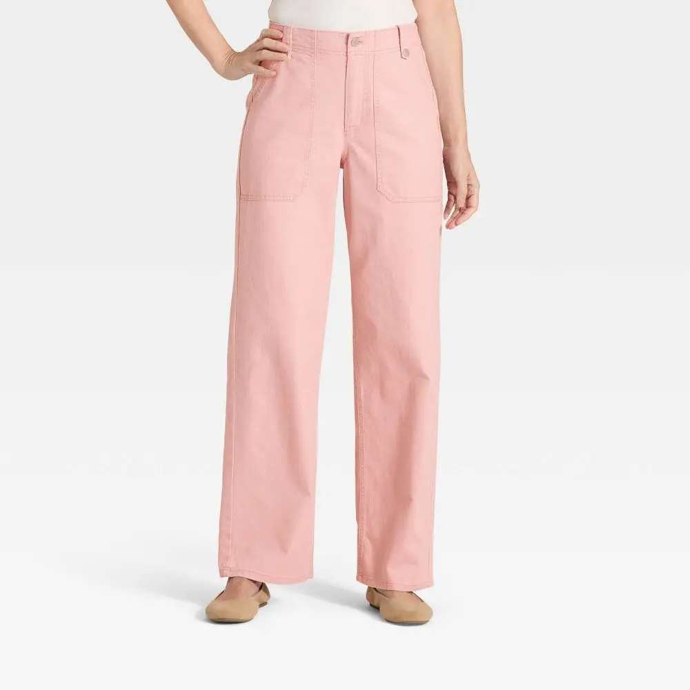 Universal Thread Women's Mid-Rise Straight Leg Cargo Pants - Pink