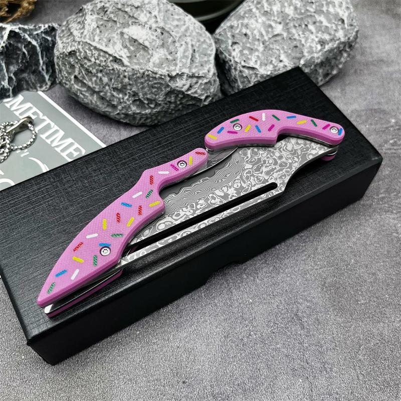 High Craftsmanship Special Folding Knife, Damascus Steel Blade, G10 Handle, Outdoor Multi-Functional Wear-Resistant Tool, Folding Multitool