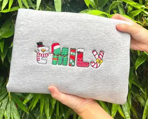 Christmas embroidered sweatshirt, Custom name Christmas embroidered shirts, Christmas gifts, Christmas crew shirt