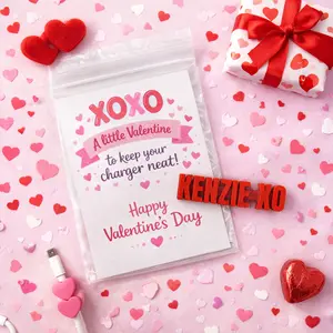Personalized Valentine USB Cord Holder with Matching Card | 3D Printed Classroom Exchange Gift