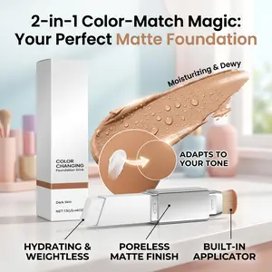 MDY 2-In-1 Color-Changing Foundation Stick, 10g Mineral Oil-Free Moisturizer Makeup with Hydrating, Lightweight, Natural Texture, Matte Finish, Long-Lasting, Waterproof, Sweatproof, Smooth, Non-Greasy, Alcohol-Free, Flawless Coverage for All Skin Types,su