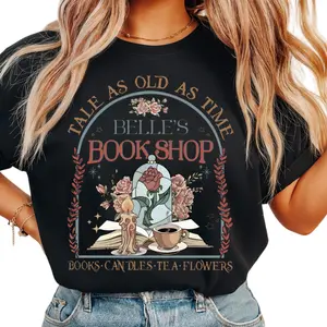 New Belle's Book Shop T-Shirt, Tale As Old As Time Top, Beauty And The Beast Inspired Tee, Reading Lover Gift, Bookish Merch, Unisex, Comfort, Trendy	