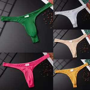 Sexy Men Underwear Brief Ice Silk Gay Men's Jockstrap T-Back String Thongs G string Men's Tanga Breathable Men Underpants