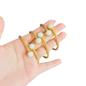 Women's Pure Panchadhatu Non-Tarnish Geometric Stretchy Bangle, Female Daily Wear Costume Jewelry Stackable Bracelet