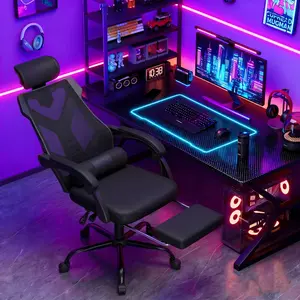 Mr IRONSTONE Ergonomic Office Chair with Footrest & Adjustable Lumbar Support, High Back Home Desk Chair, 90-135° Tilt Lock and Wide Cushion, Big and Tall Mesh Chairs for Man Woman, Black Task Chair, 400lbs Capacity