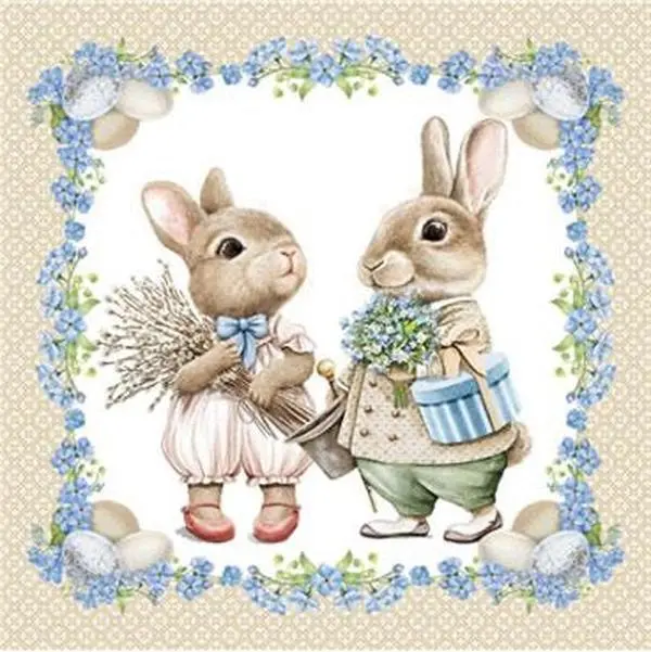 Watercolor Easter Bunnies Luncheon Napkins