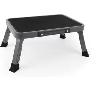 Folding Step Stool, Adjustable Step Stool with Non-Slip Platform, 500 Lbs Capacity, Step Ladder for Adults or  in Kitchen, Bathroom, RV, Camping, Office, Black