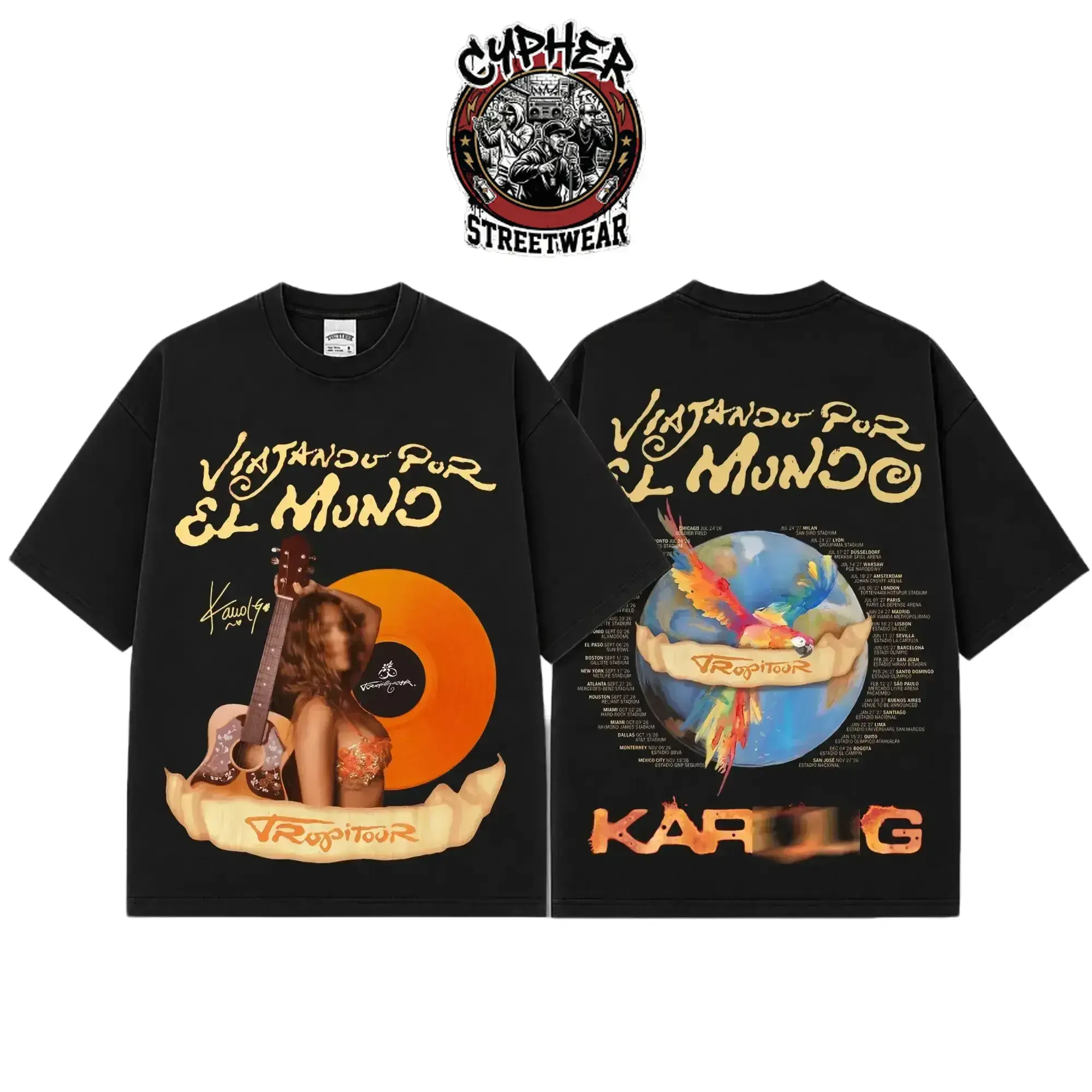 [FREE SHIP] Viaje por el Mundo Tropitour 2026 Graphic Premium Cotton T-Shirt, Tropicoqueta Album Fan Tee, Latin Pop World Tour Shirt, Orange Vinyl Concert Merch