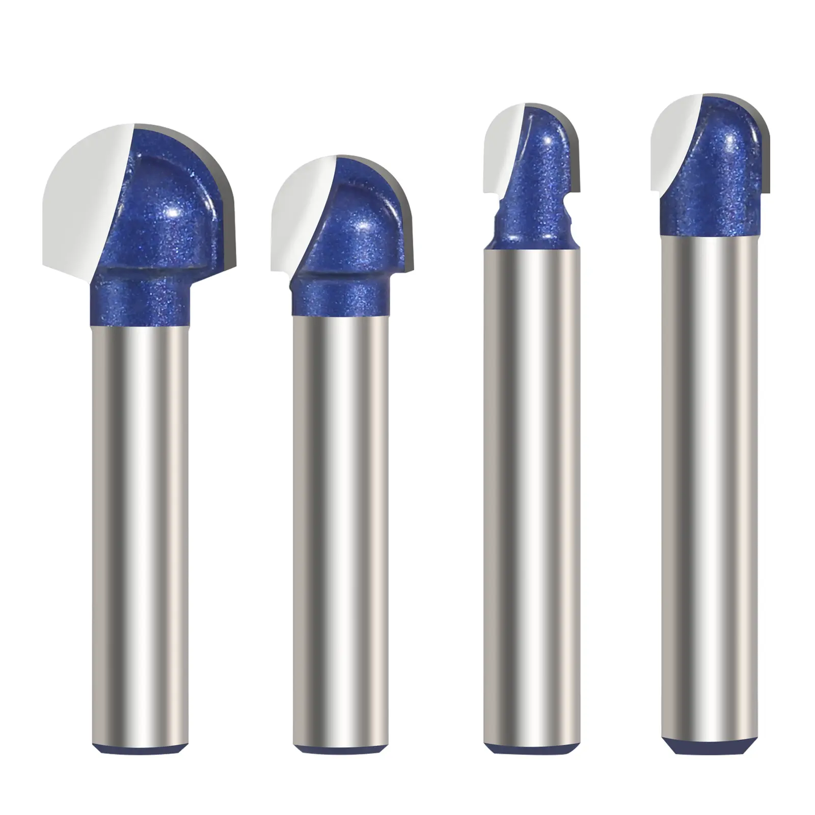 4PCS 1/4" Shank Core Box Router Bit Set Solid Carbide Round Nose End Milling Cutter for MDF and Plywood  Woodworking DIY Tools