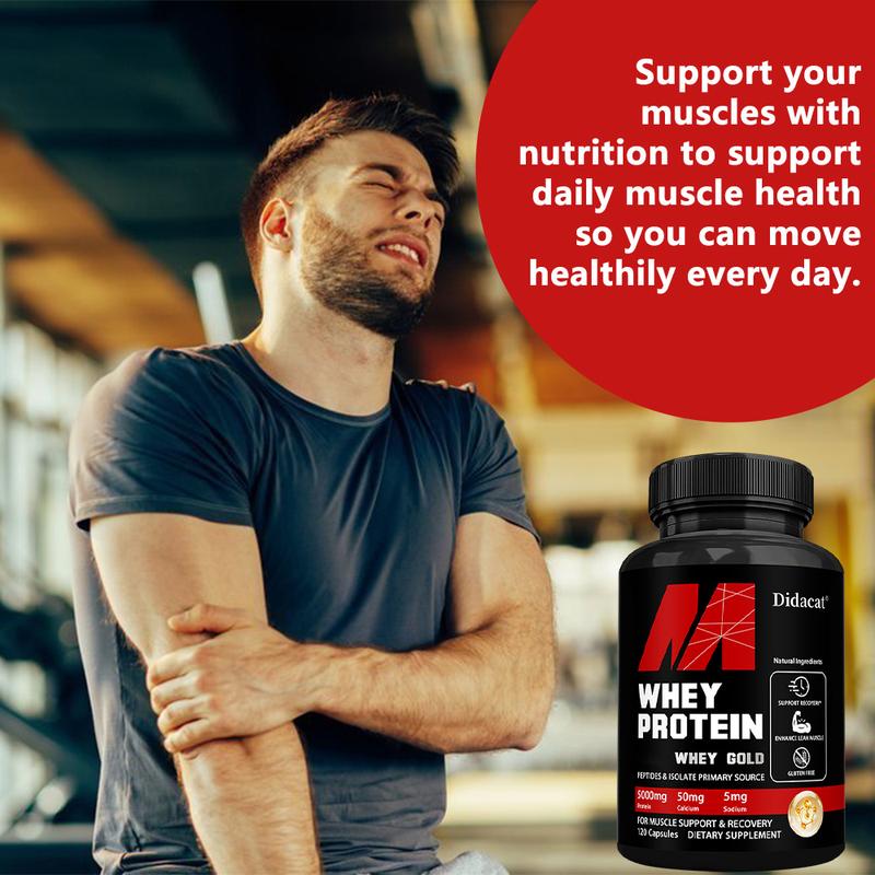 Didacat Whey Protein Health Supplement,Supports Muscle Health and Athletic Performance,120 Capsules